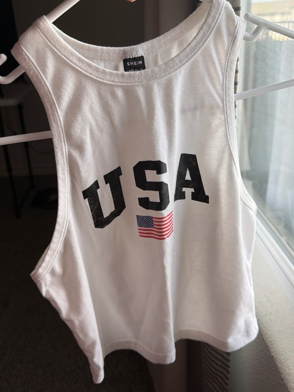 SHEIN White USA Flag Graphic Tank Top